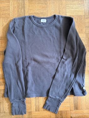 Nui Organics Waffle-Knit Long Sleeve Shirt - Gray